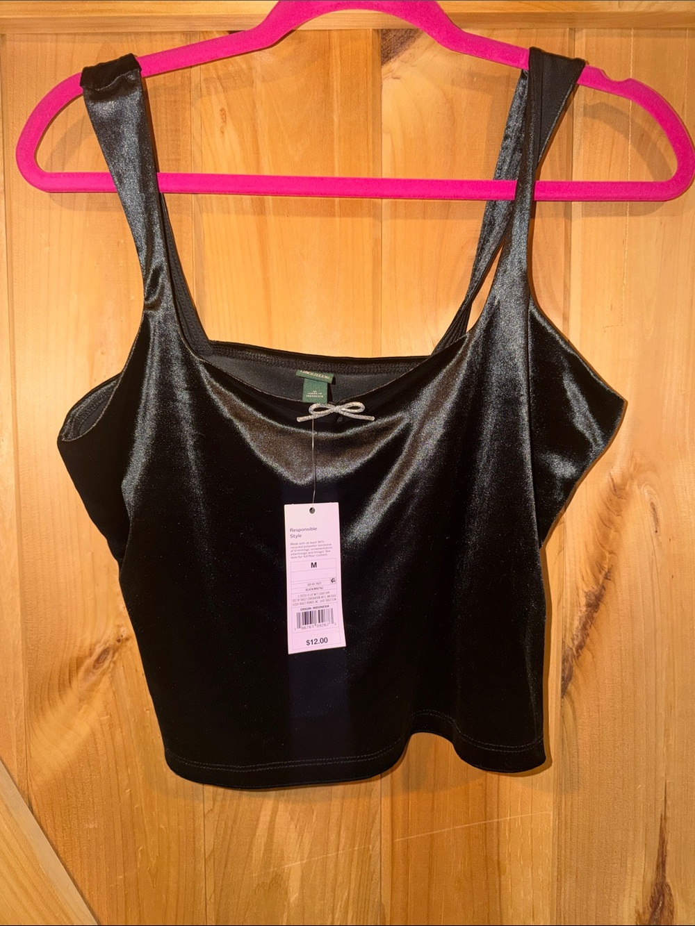 Black Wild Fable Velvet Cropped Tank Top - Brand: